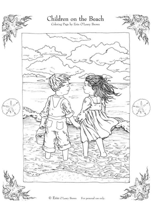 Coloriage enfants Ã  la plage