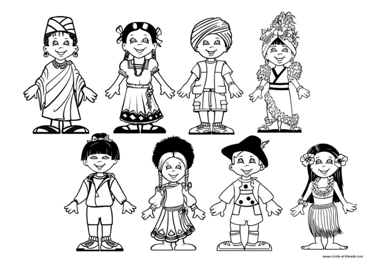 Coloriage enfants du monde