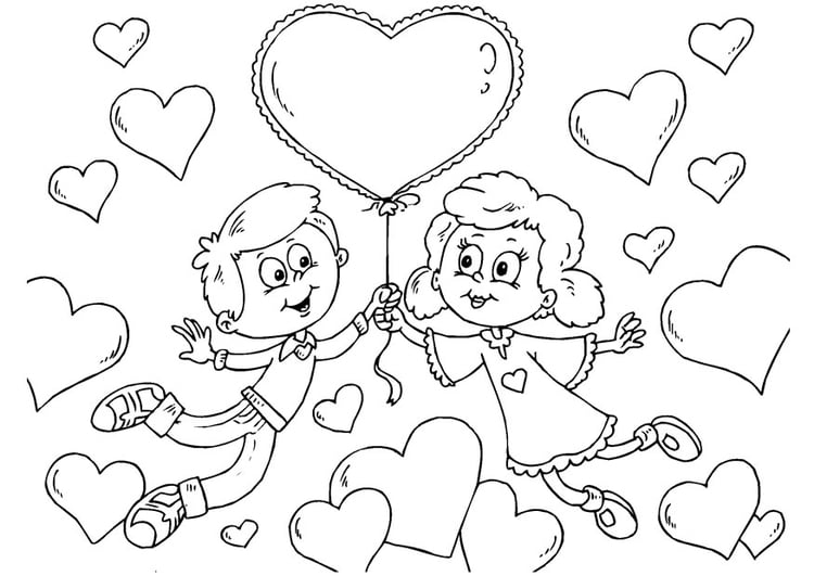 Coloriage enfants Saint-Valentin