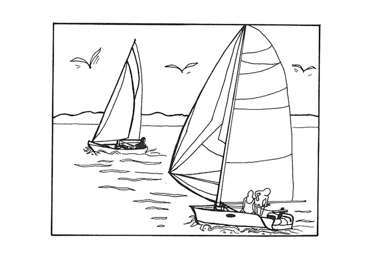 Coloriage faire de la voile