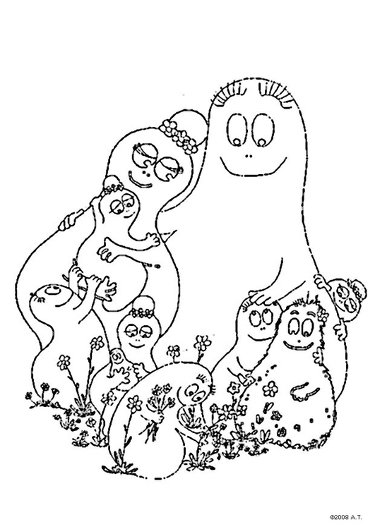 Coloriage famille barbapapa