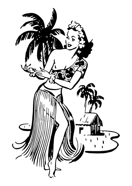 Coloriage femme de Hawaii