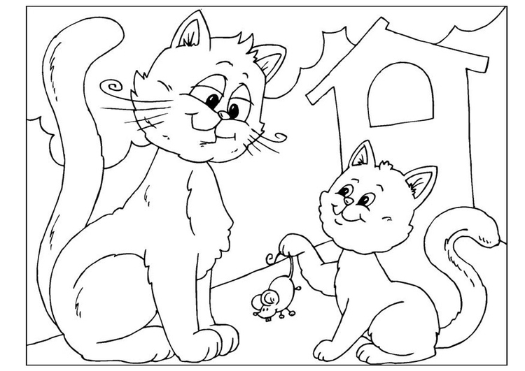 Coloriage fÃªte des pÃ¨res - chats