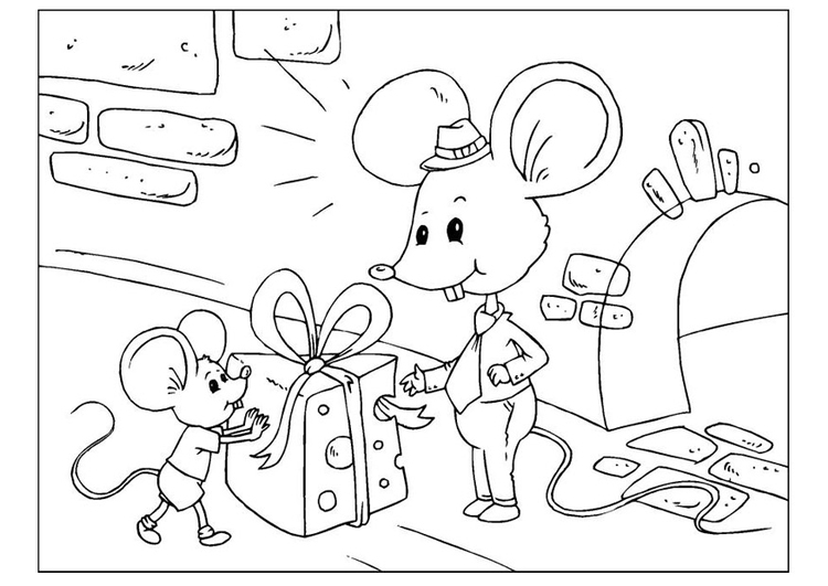 Coloriage fÃªte des pÃ¨res - souris