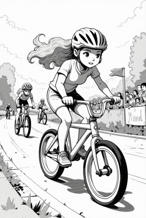 fille Ã  la course de vÃ©lo 