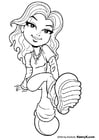 Coloriage fille assise