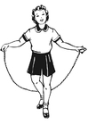 coloriage fille avec corde à sauter