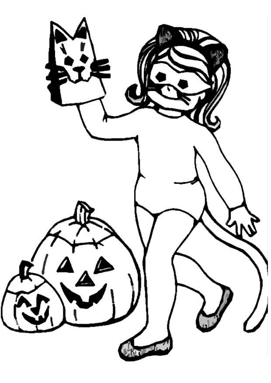 Coloriage fille d'halloween