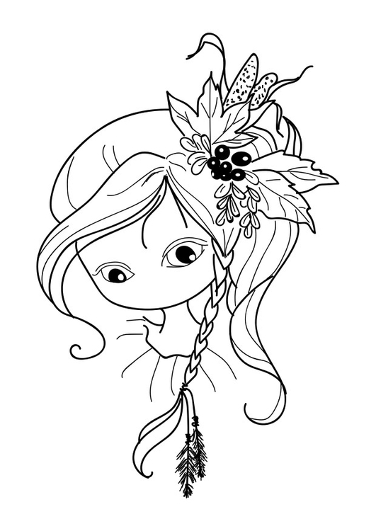 Coloriage fille - dessiner le nez et la bouche