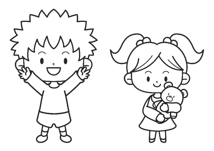 Coloriage fille et garçon  Coloriages Gratuits à Imprimer  Dessin 30214