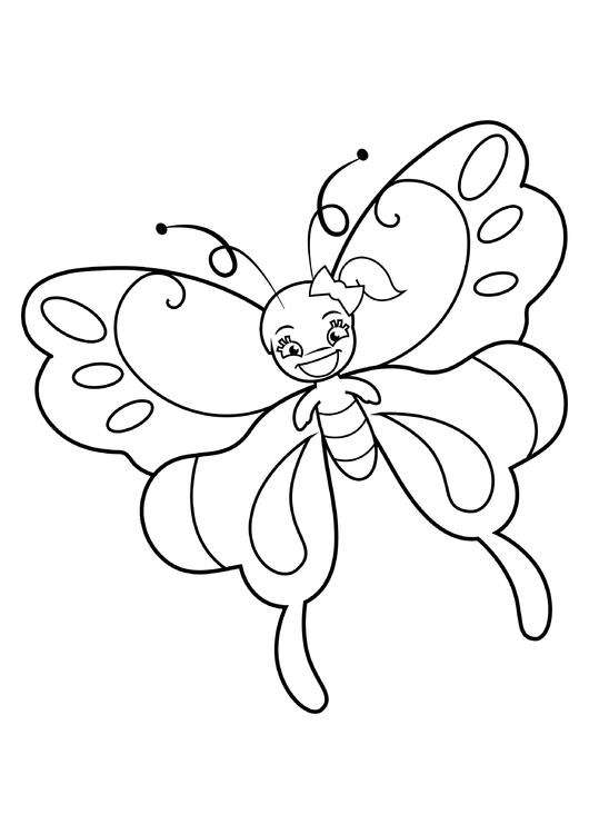 Coloriage fille papillon