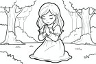 fille priant dans la nature