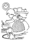 coloriage fille qui cuisine