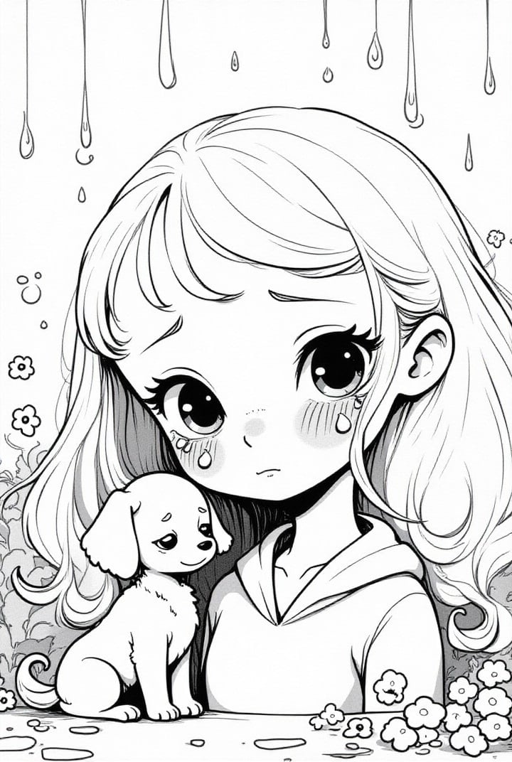 Coloriage fille triste