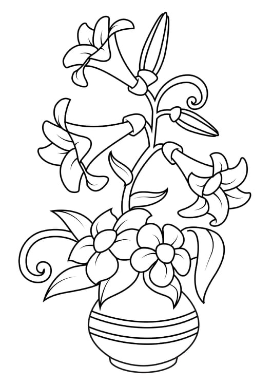 Coloriage fleurs dans un vase