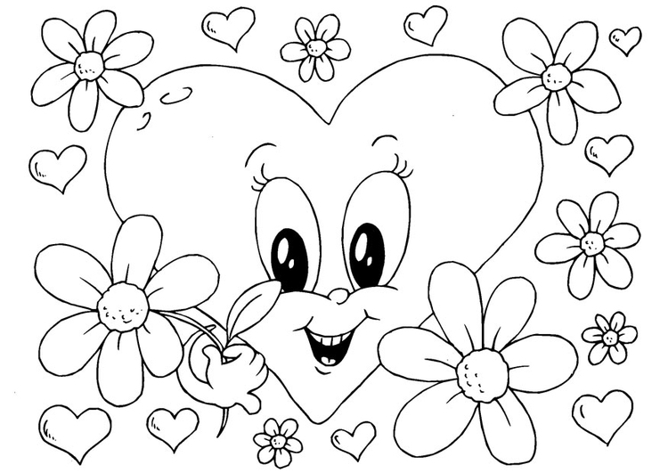 Coloriage fleurs Saint-Valentin