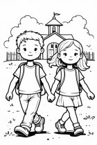 Garçon et fille à l'école