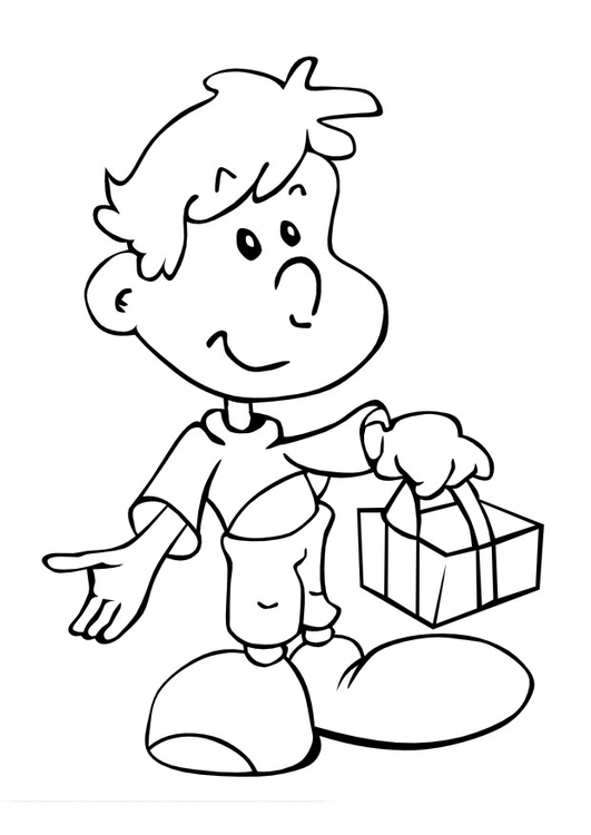 Coloriage garÃ§on avec cadeau