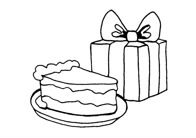 Coloriage gÃ¢teau et cadeau