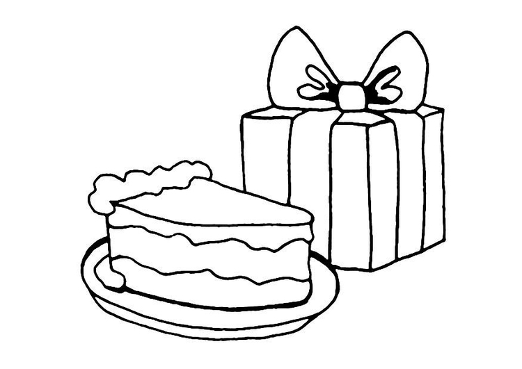 Coloriage gÃ¢teau et cadeau