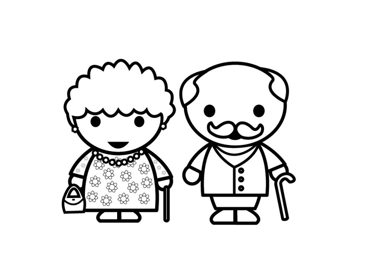 Coloriage grand-mÃ¨re et grand-pÃ¨re