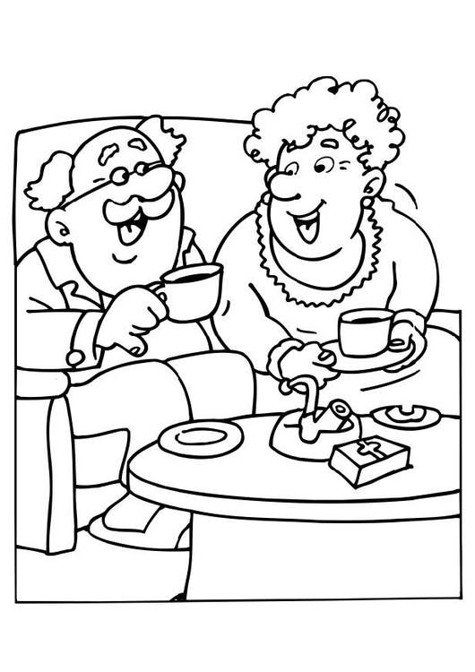 Coloriage grand pÃ¨re et grand mÃ¨re