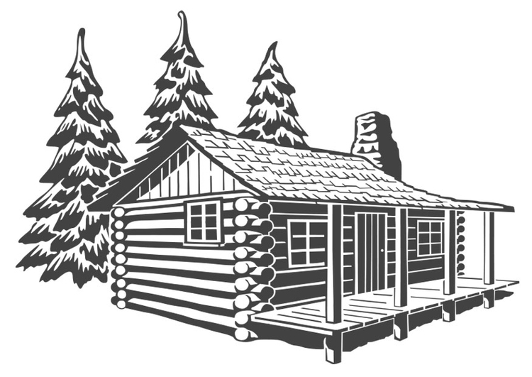 Coloriage habitation en bois