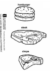 Coloriage hamburger - steak - cotelettes