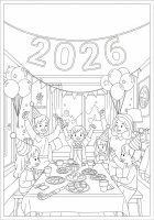 Coloriage happy new year 2026