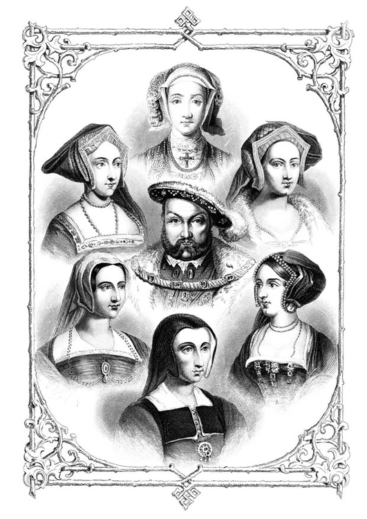 Coloriage Henri VIII et ses 6 femmes