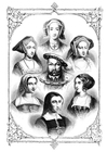 coloriage Henri VIII et ses 6 femmes