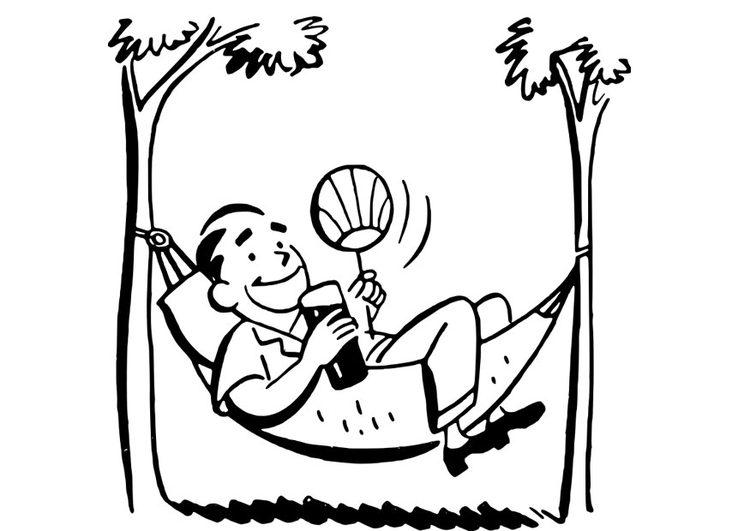 Coloriage homme dans un hamac
