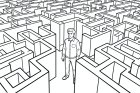 homme dans un labyrinthe