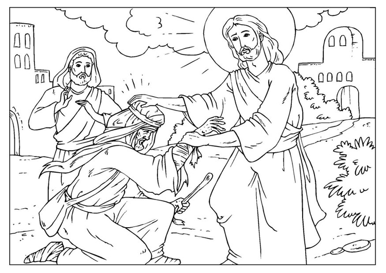 Coloriage JÃ©sus guÃ©rit