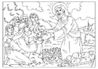 Coloriages Jésus partage le pain et le poisson