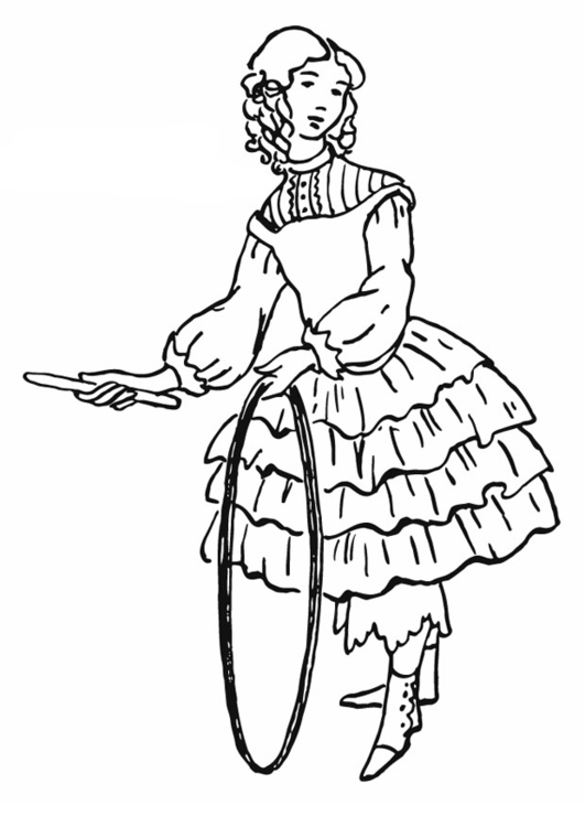 Coloriage jeune fille avec cerceau