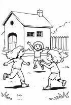 Coloriage jouer sur le terrain de jeu