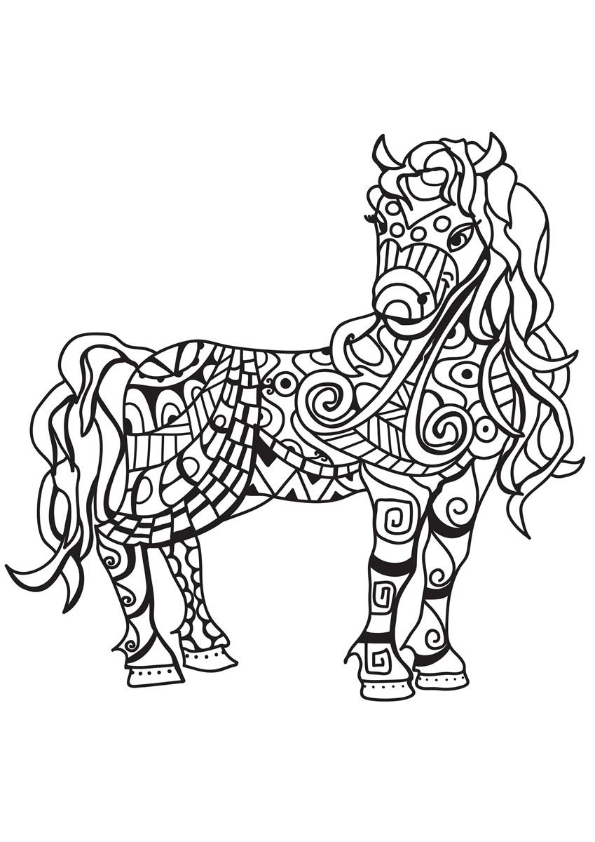 Coloriage jument cheval