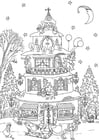 Coloriage La maison du PÃ¨re NoÃ«l