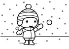 Coloriage lancer des boules de neige