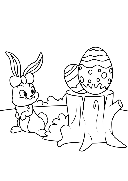 Coloriage Lapin de PÃ¢ques avec oeuf de PÃ¢ques