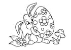 Coloriages Lapin de Pâques avec oeuf de Pâques