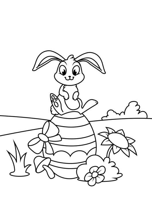 Coloriage Lapin de PÃ¢ques sur oeuf de PÃ¢ques