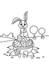 Coloriage Lapin de PÃ¢ques sur panier de PÃ¢ques