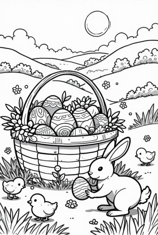 Lapin de PÃ¢ques avec panier de PÃ¢ques