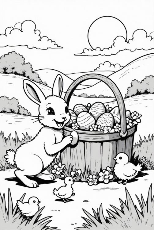 Lapin de PÃ¢ques avec poussins