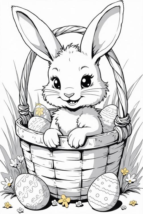 lapin de PÃ¢ques dans le panier de PÃ¢ques