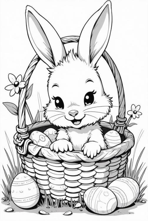 lapin de PÃ¢ques dans le panier de PÃ¢ques