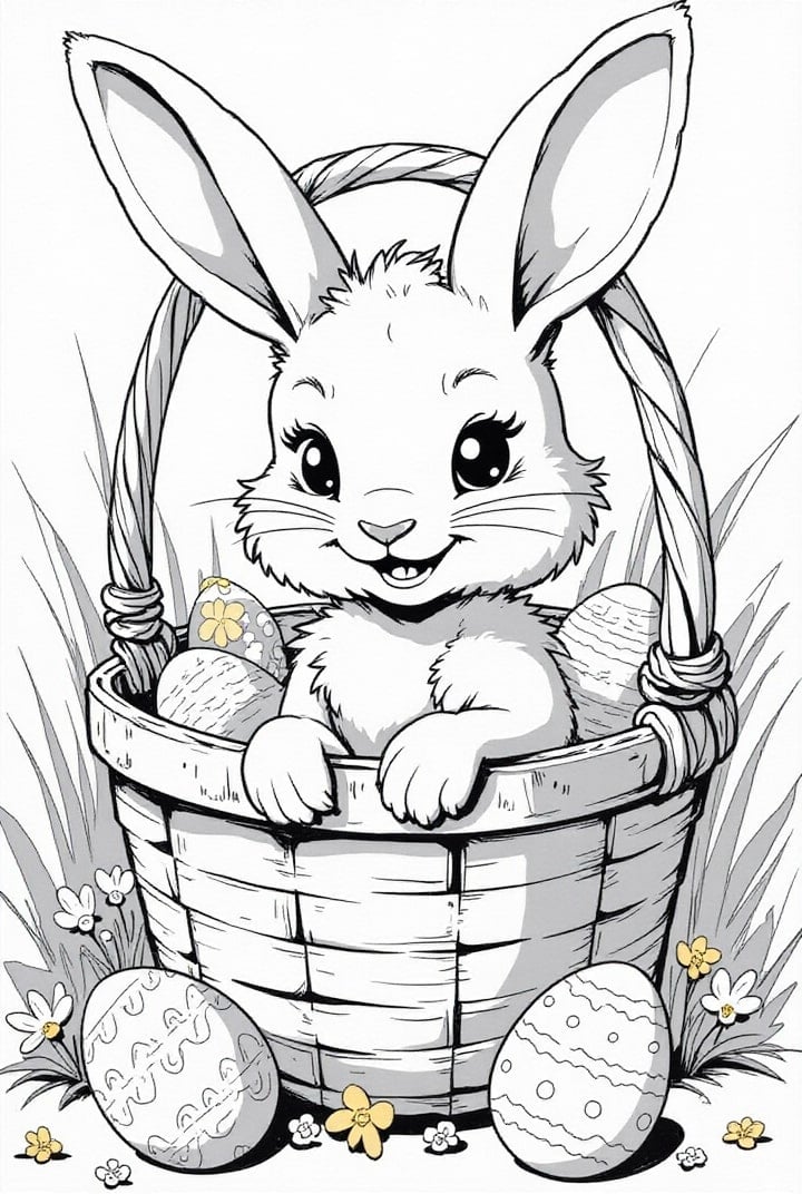 lapin de Pâques dans le panier de Pâques