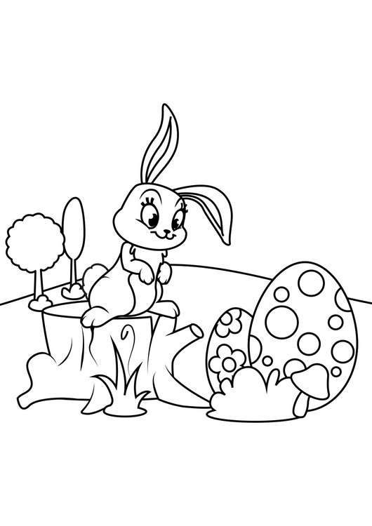 Coloriage Lapin pÃ¢ques, Ã , oeufs pÃ¢ques